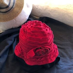 NWOT - Chic Red Layered Women's Hat